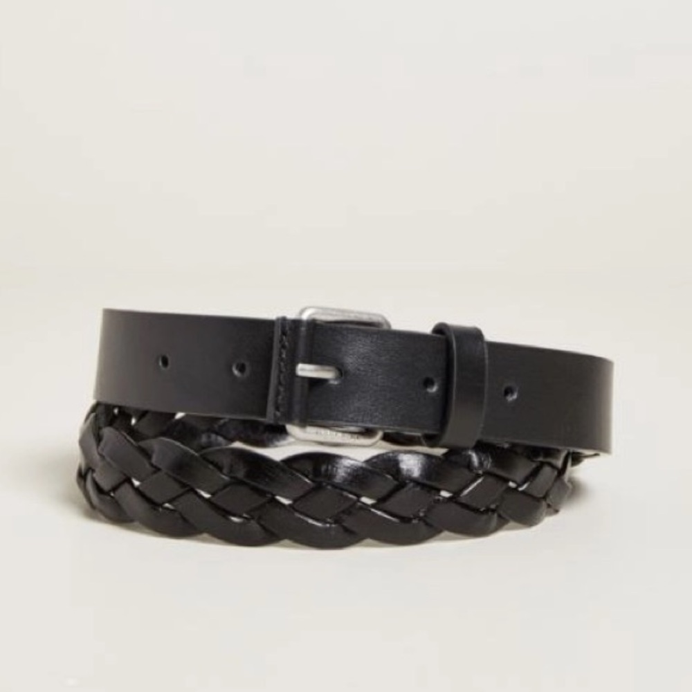 NWOT Weekend Max Mara Braided Genuine Leather Belt Black Sz: S, M All Seasons